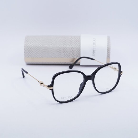 Jimmy Choo JC356 0807 00 Square 54mm Eyeglasses - Black/Gold - Picture 8 of 11